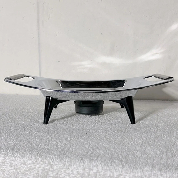 Vintage MCM Chrome Footed Casserole Server Warmer Stand Atomic Age Trivet - Picture 3 of 9